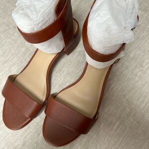 Lands end leather heeled sandals.